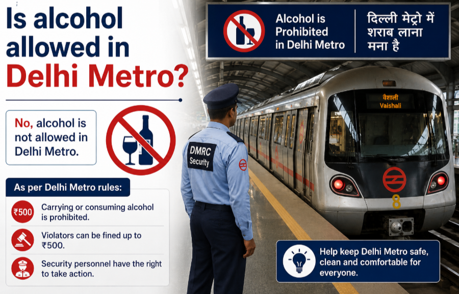 Is alcohol allowed in Delhi Metro?  
